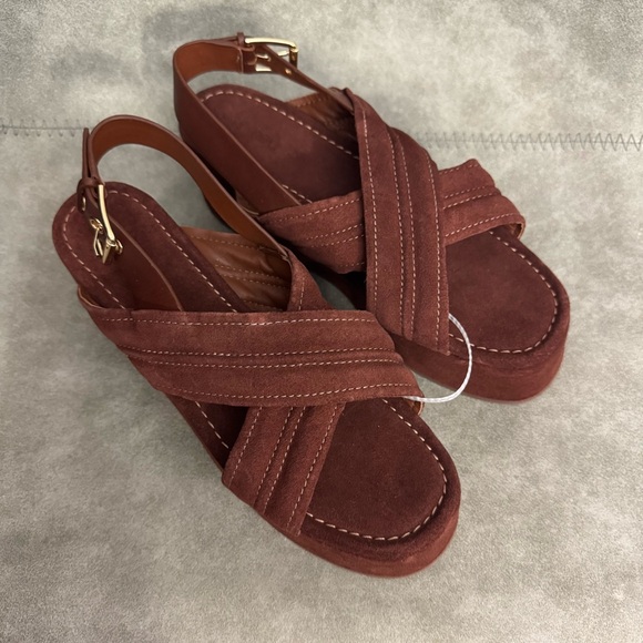 NWT Free People Beach Party Suede Slingback Platform Sandals Sz 9 - Picture 14 of 16